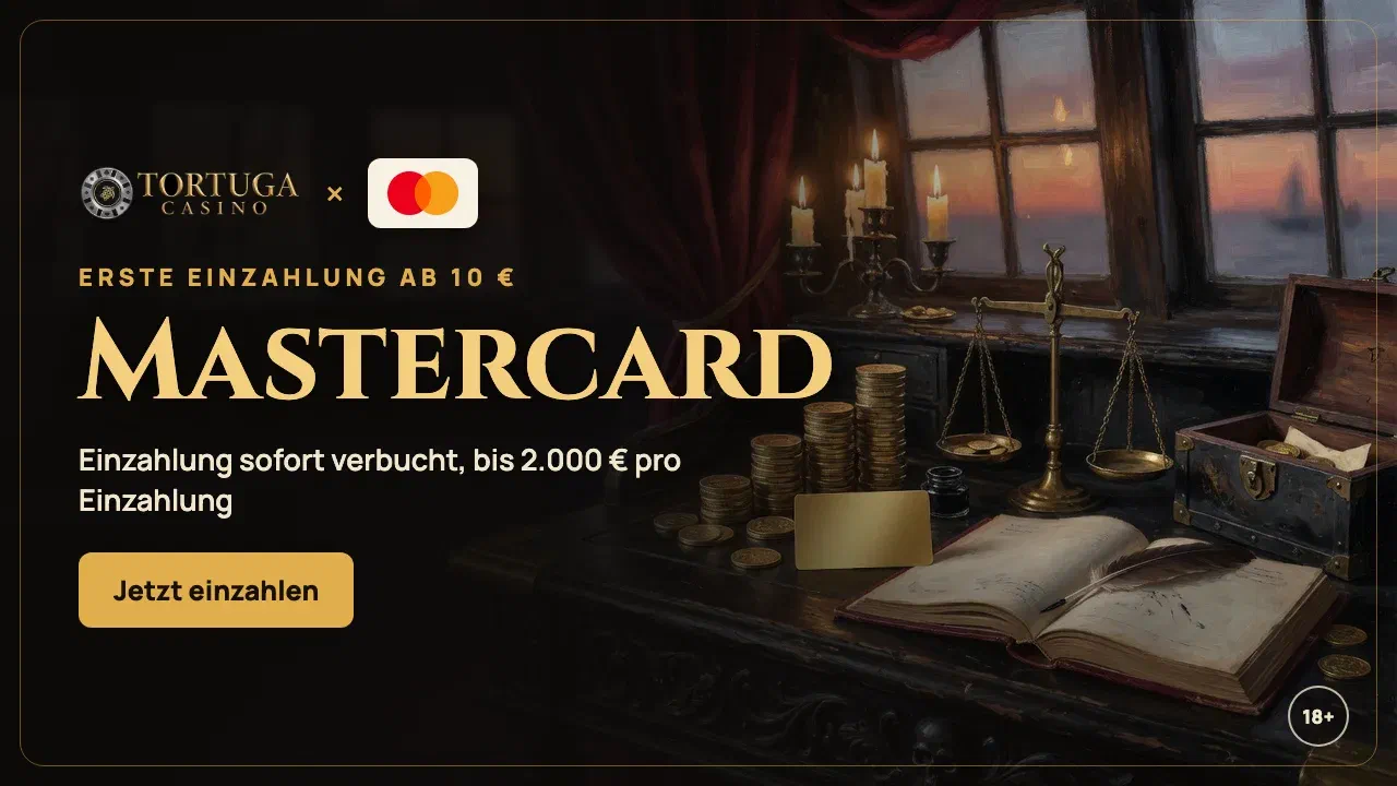 Mastercard im Tortuga Casino: sofortige Einzahlung, die erste schon ab 10 €