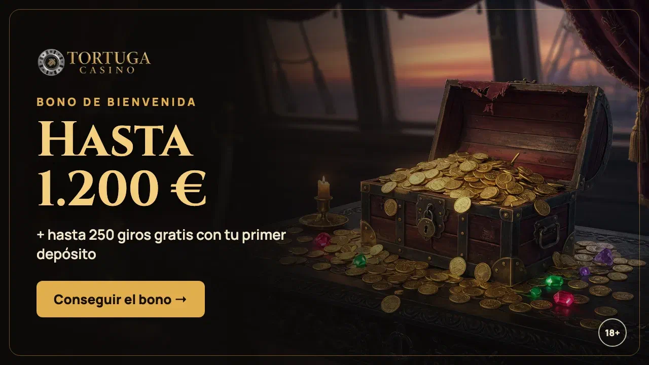 Bono de bienvenida de Tortuga Casino: hasta 1.200 € y hasta 250 giros gratis con tu primer depósito