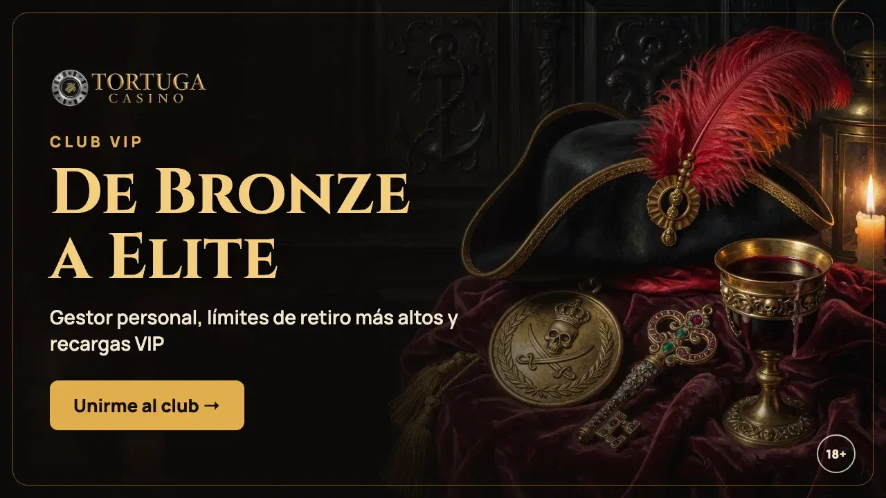 Club VIP de Tortuga Casino: de Bronze a Elite, con gestor personal, límites de retiro más altos y recargas VIP