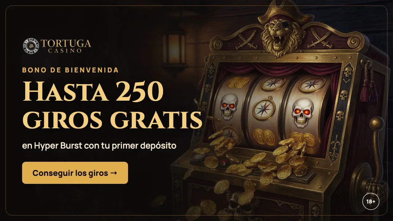Tortuga Casino: hasta 250 giros gratis en Hyper Burst con tu primer depósito