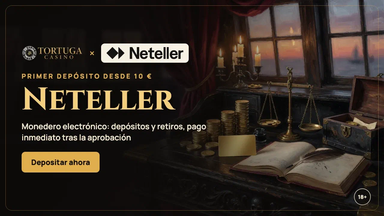 Neteller en Tortuga Casino: depósitos desde 10 € y retiros al instante tras la aprobación