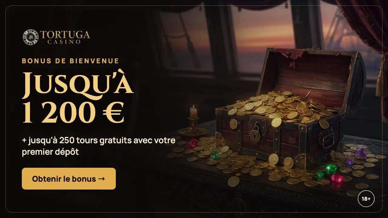 Tortuga Casino : jusqu'à 1 200 € de bonus de bienvenue et 250 tours gratuits