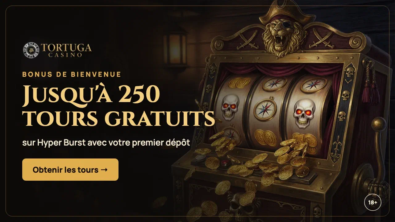 Tortuga Casino : jusqu'à 250 tours gratuits sur Hyper Burst avec votre premier dépôt