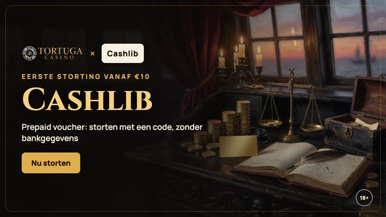 Cashlib bij Tortuga Casino: storten met een prepaidticket vanaf €10
