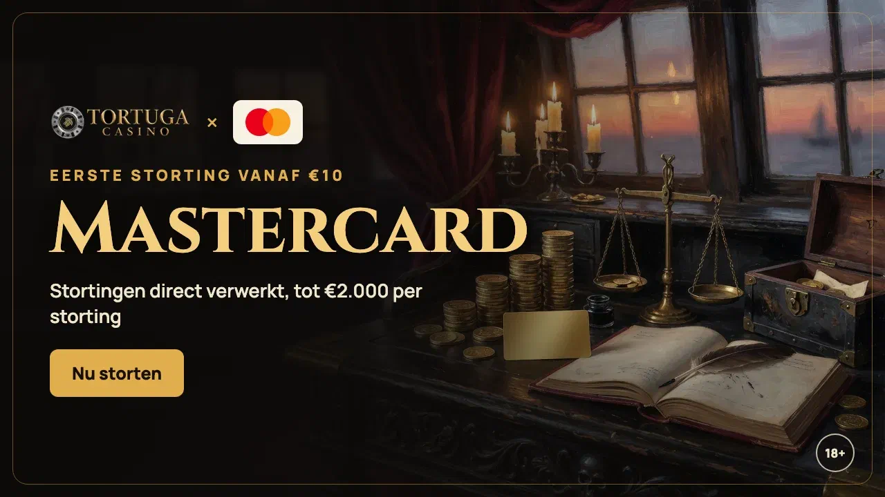 Mastercard bij Tortuga Casino: direct storten, eerste storting vanaf €10